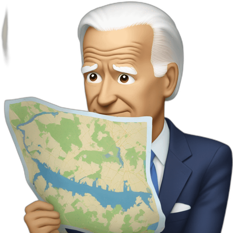 Joe Biden holding a map upside down emoji