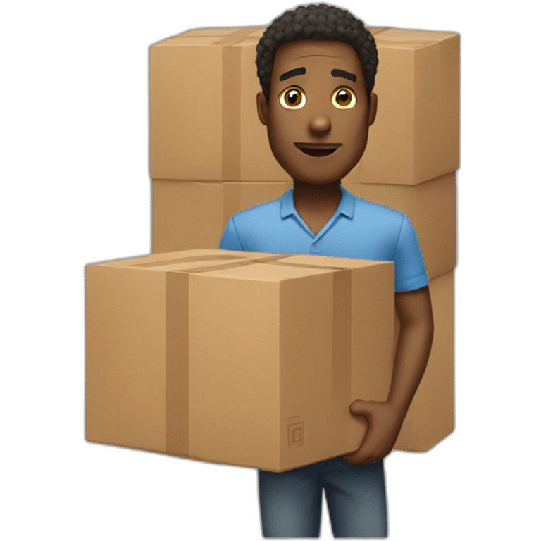 Bold man with boxes emoji