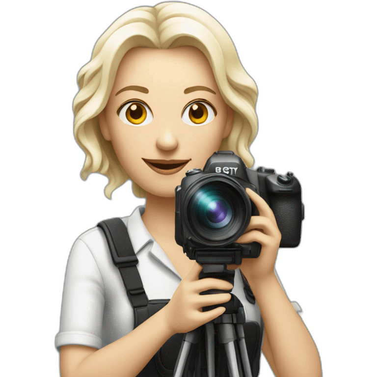 White film director woman holding a cinema camera emoji