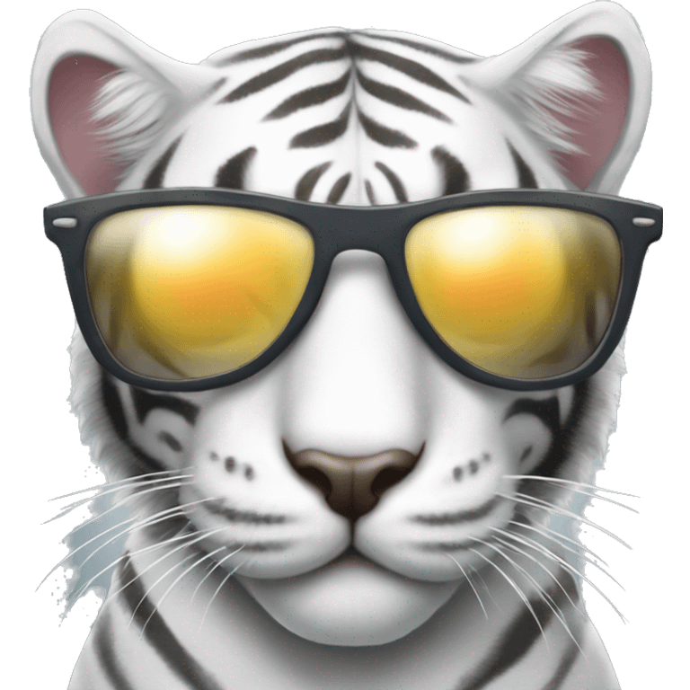 cool grey and white tiger cat with sunglasses emoji