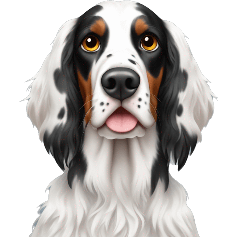 Beautiful White and black english setter with Brown ear  emoji