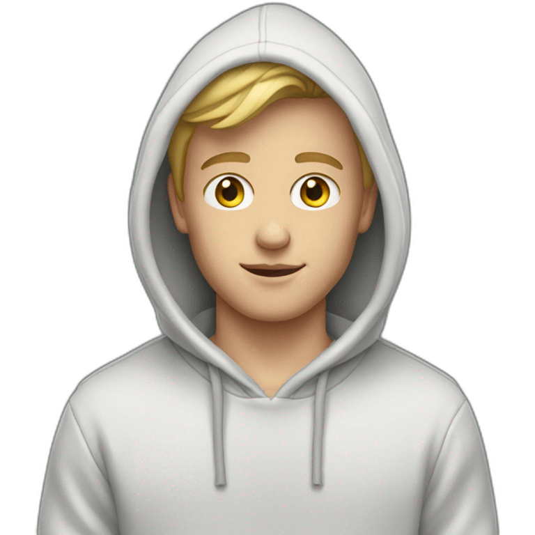 White boy model with hoodie emoji