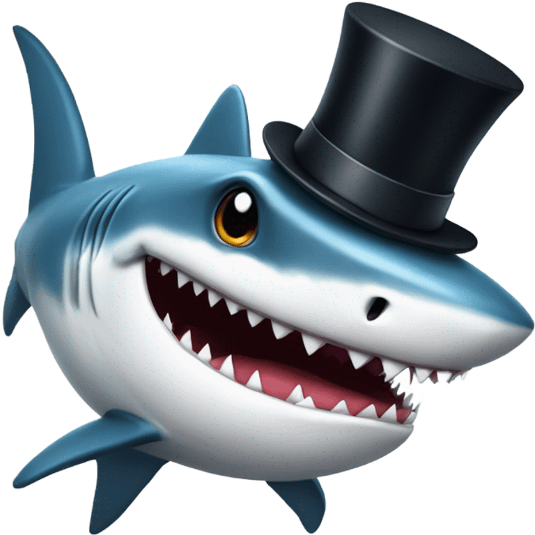 Shark with a top hat emoji