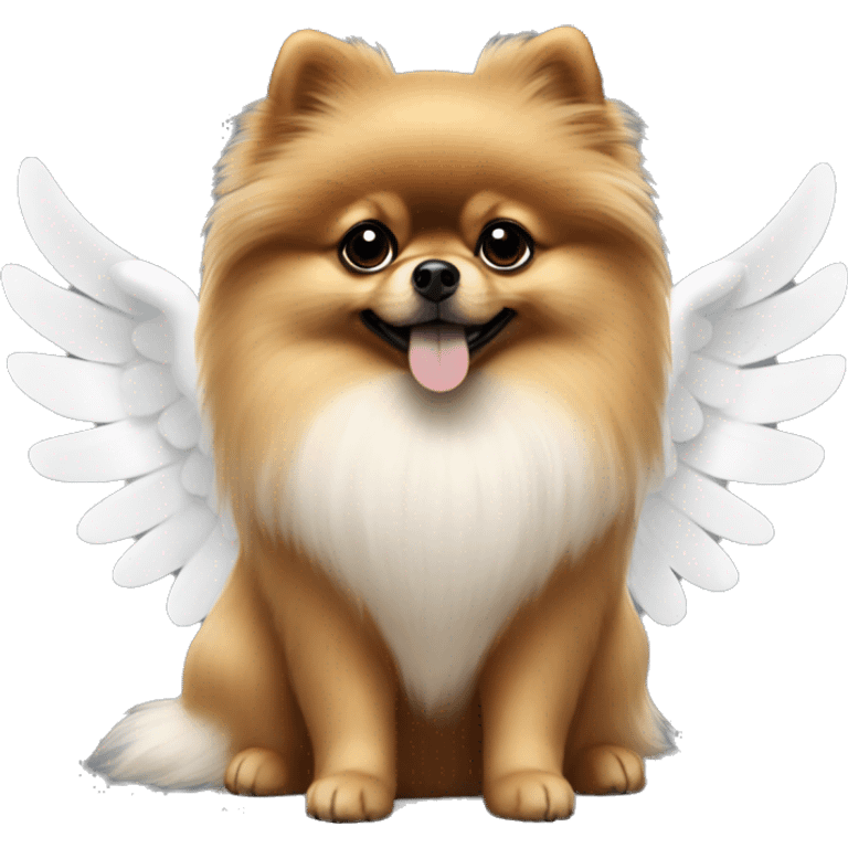 Sable Pomeranian  with white angel wings  emoji