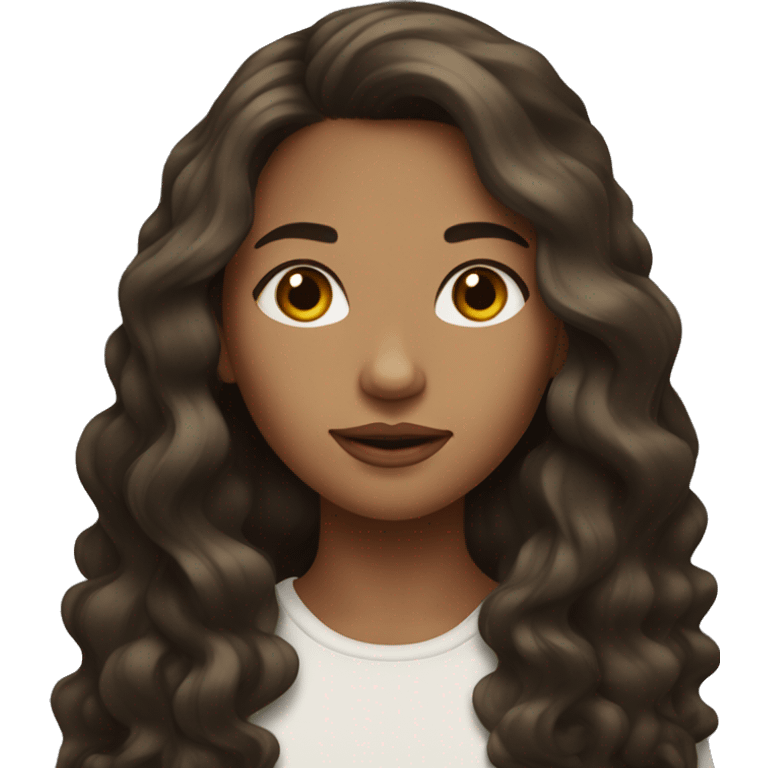 A young woman with light brown skin, very long black wavy long hair  emoji