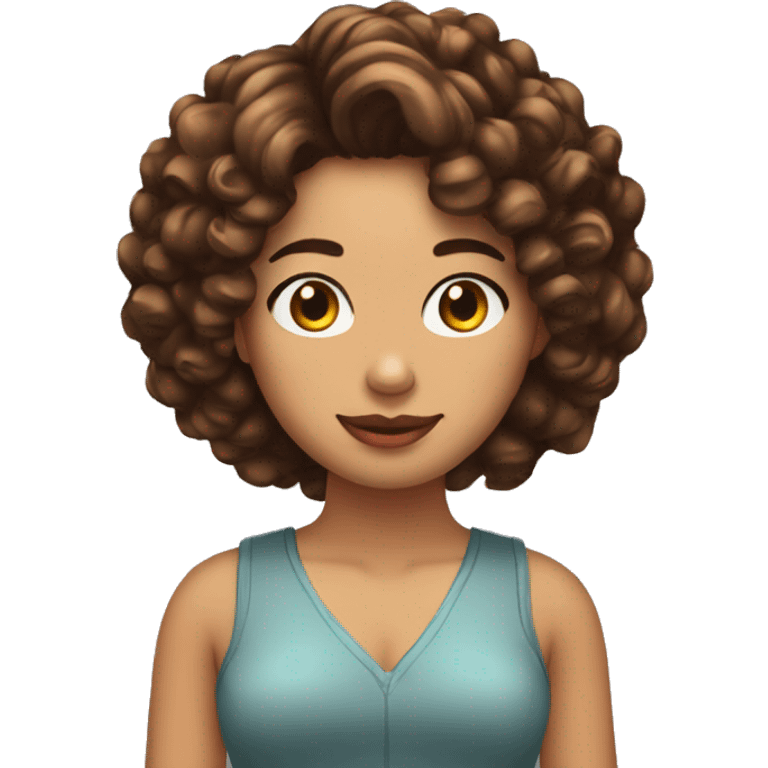 chica morena con cabello rizado emoji