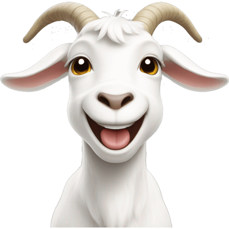 happy white goat saying "HI" emoji