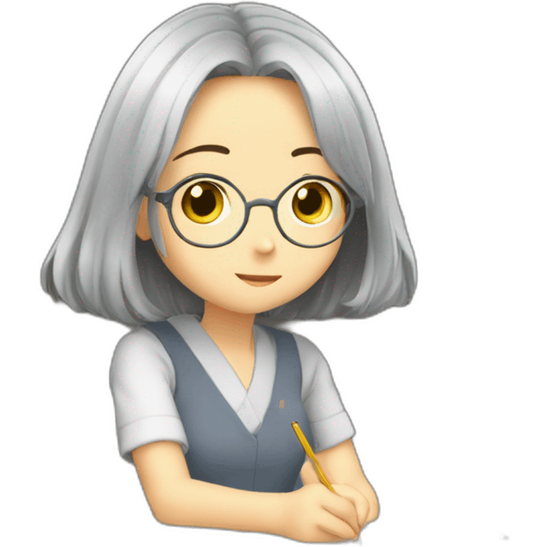 Miyazaki gir studying for her exam  emoji