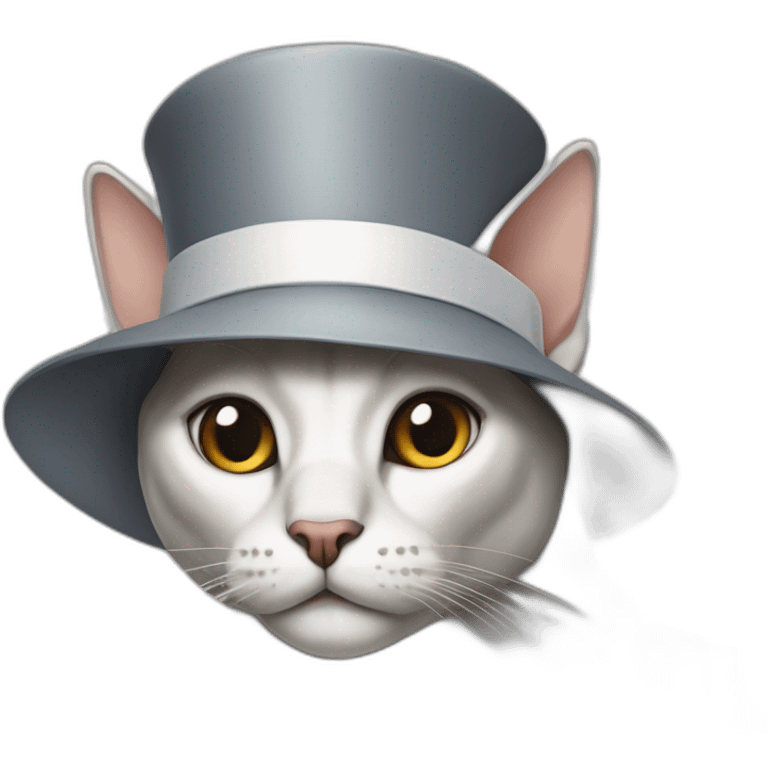 cat  sphinx with a white nose and a gray head in a hat emoji