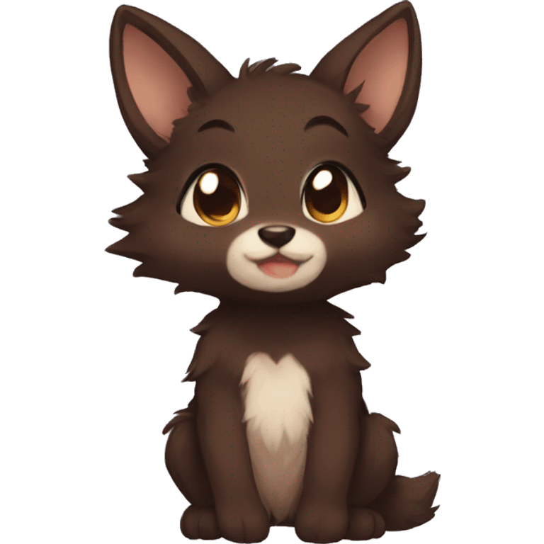 Anthro Shy Cute Chibi Dark Brown Furry Animal Anthro Sona emoji