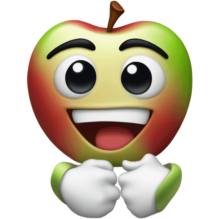 Apple devious smirking rubbing hands together freaky emoji