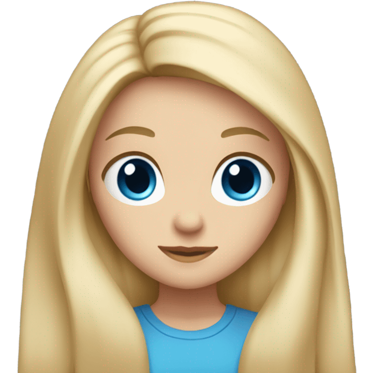 white girl with blue eyes and blonde straight hair  emoji