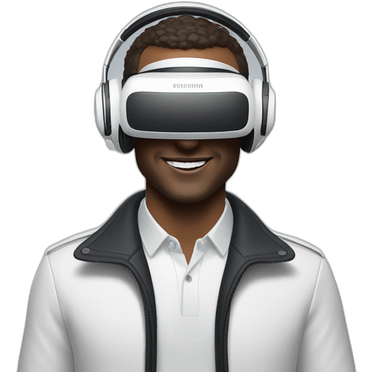 Macron with oculus quest white headset emoji