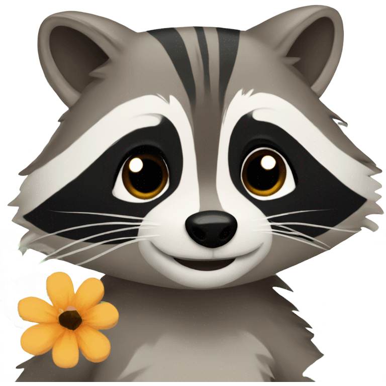 Raccoon with flowers emoji