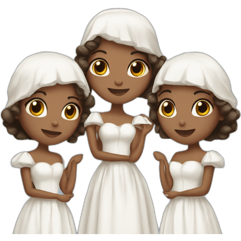 three-brunnette-sisters-wearing-greek-white-gowns emoji