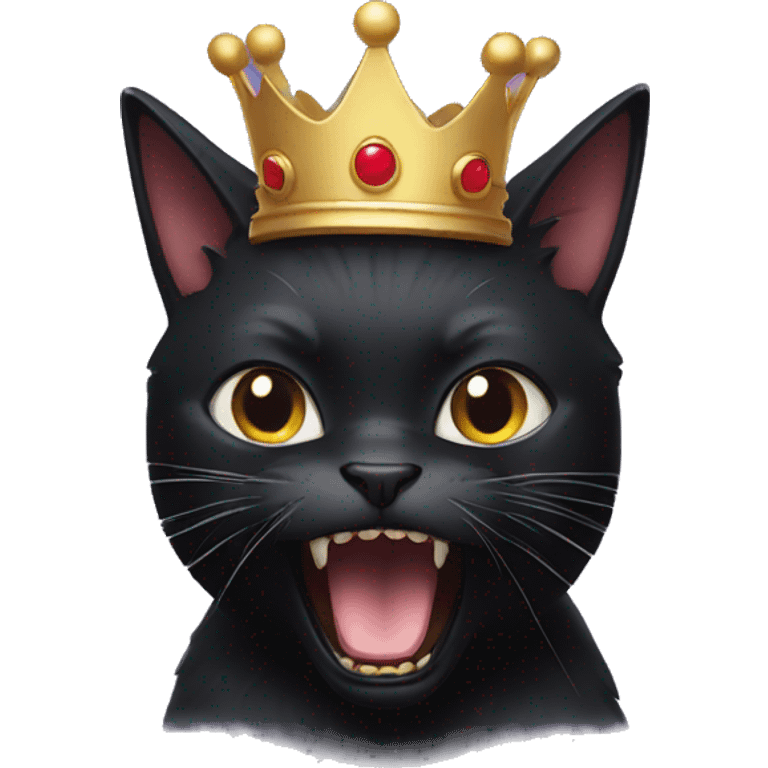 Black cat with crown scream emoji