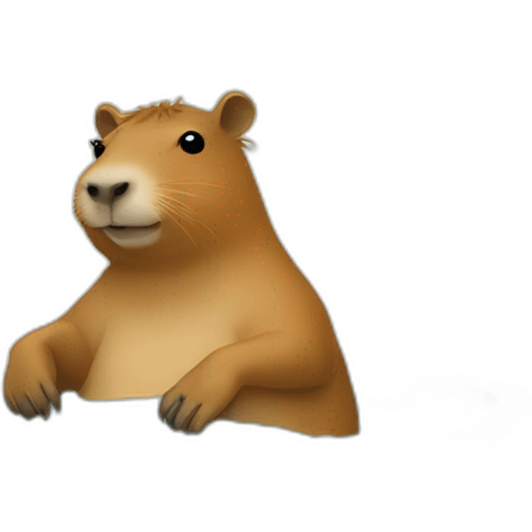 Capybara in a bathtub,holding a Macbook in his paws emoji