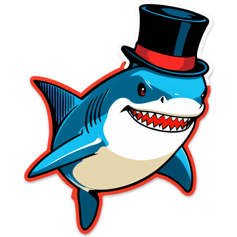 Shark with a top hat emoji