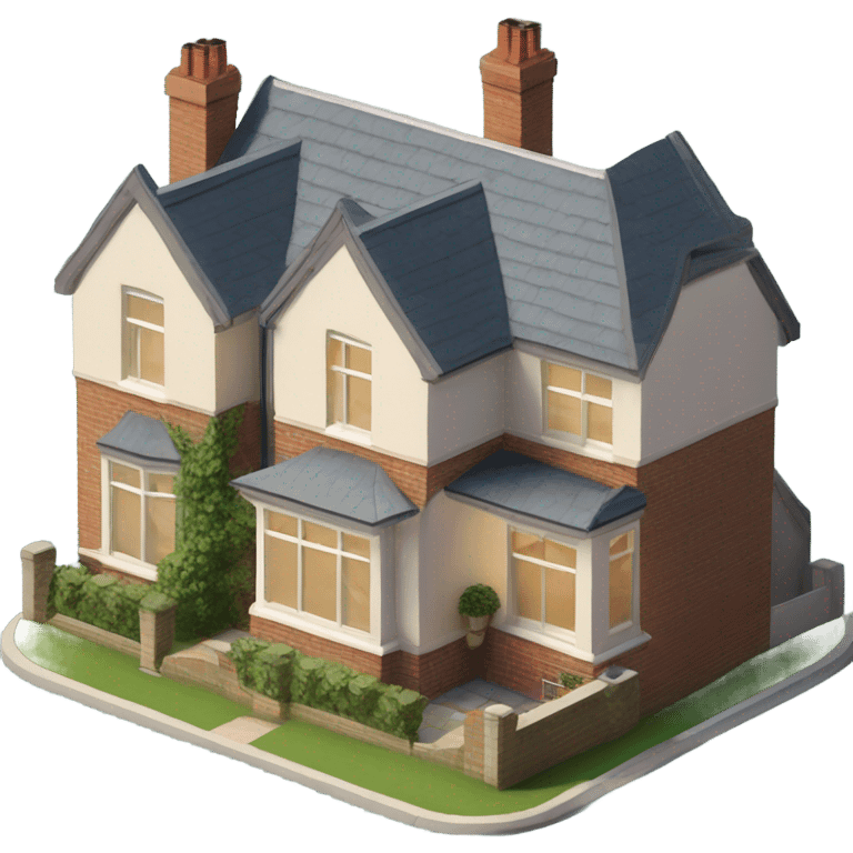 isometric 1930's 3 bedroom english house emoji