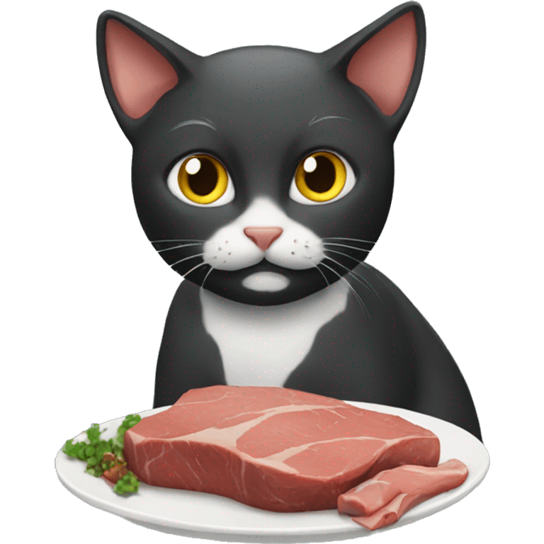 Cat eating meat emoji