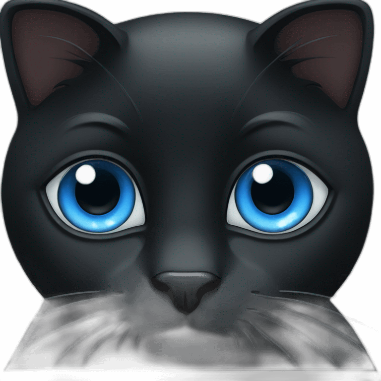 Black cat with big blue eyes emoji