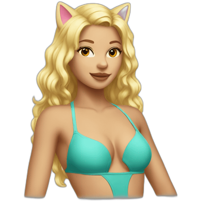 hot catgirl blonde swim suit emoji