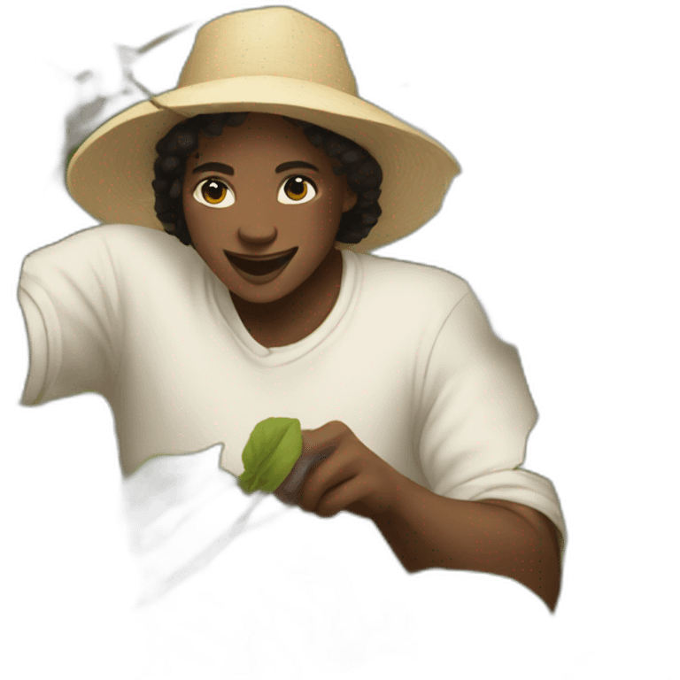 Black people picking cotton emoji