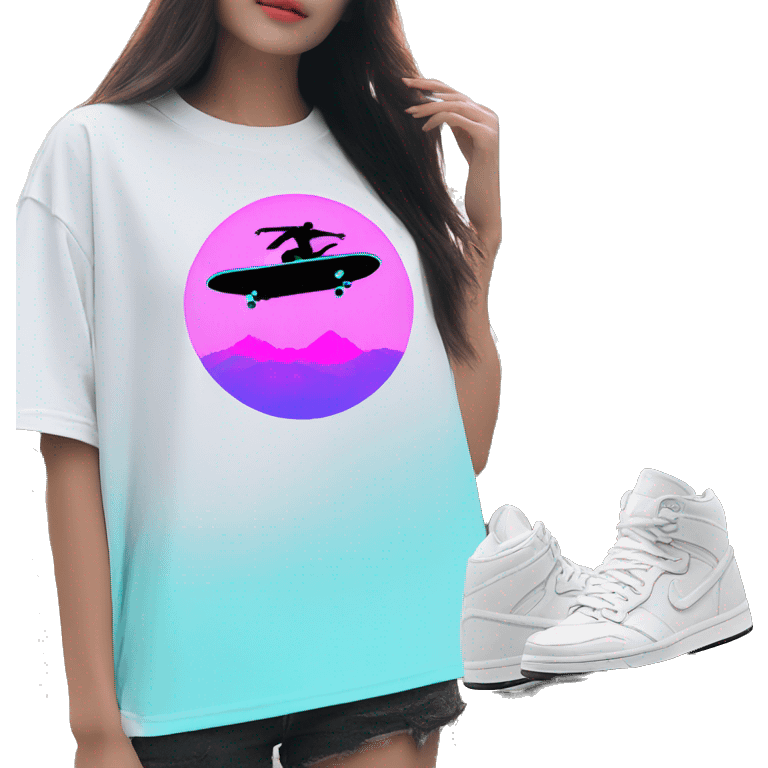 Vaporwave Skater fashion aesthetic baggy clothes graphic t shirt 420 emoji