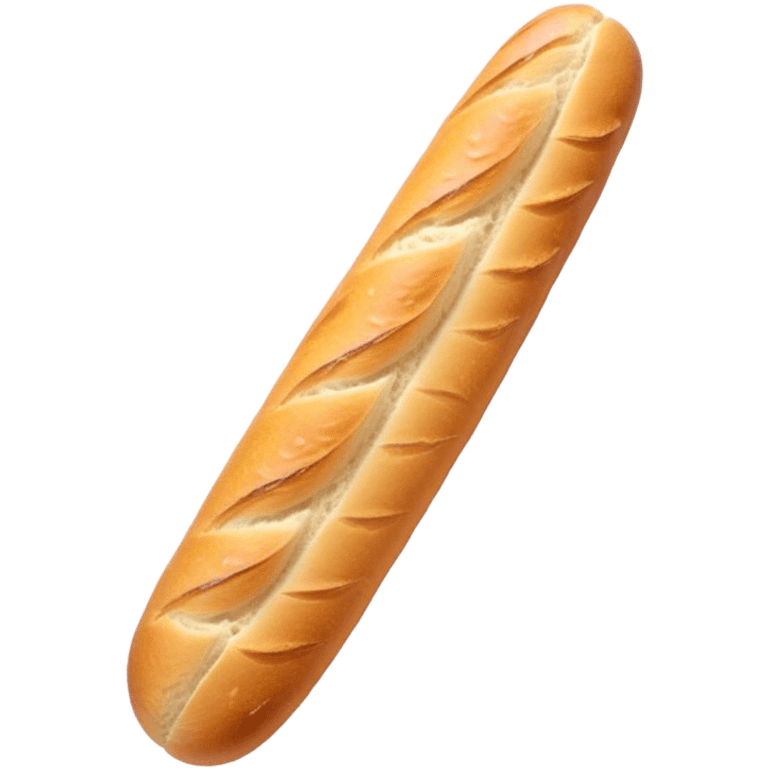 Cinematic Realistic Baguette Bread Emoji, showcasing a long, crusty baguette with a crisp exterior and soft interior rendered with lifelike textures and warm, rustic lighting. emoji