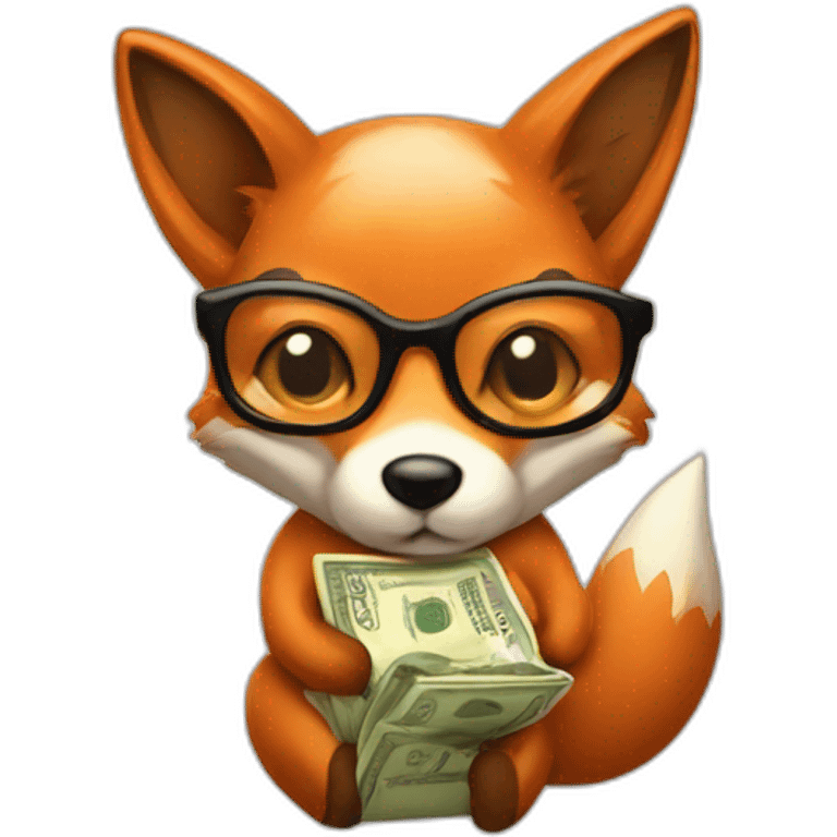 Fox-with-glasses-and-Money-sack emoji