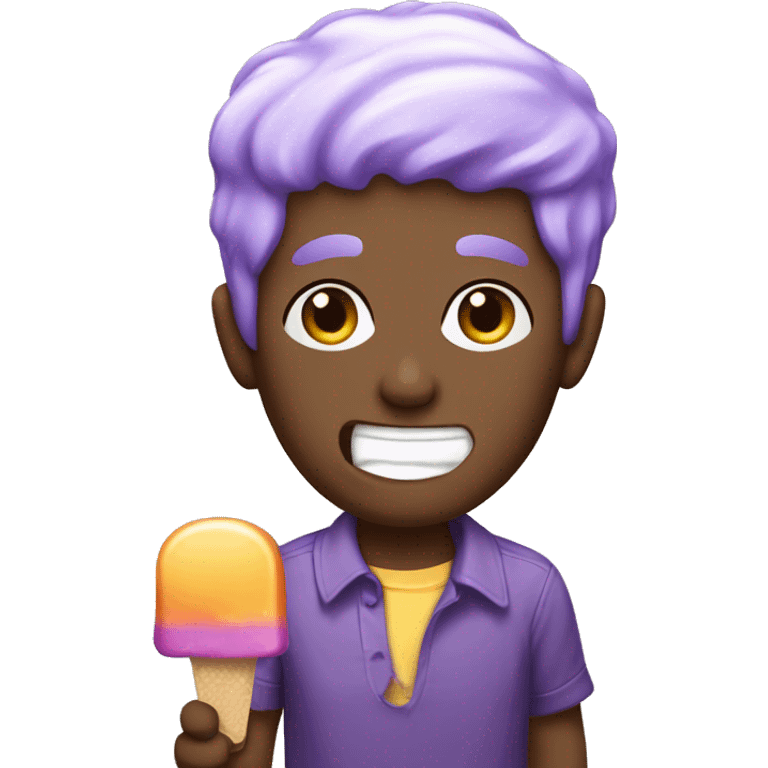 Purple haired white male eating a popsicle  emoji