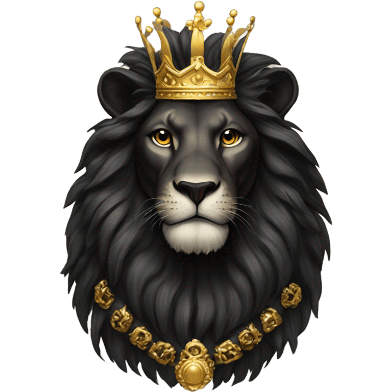 Black lion with crown  emoji