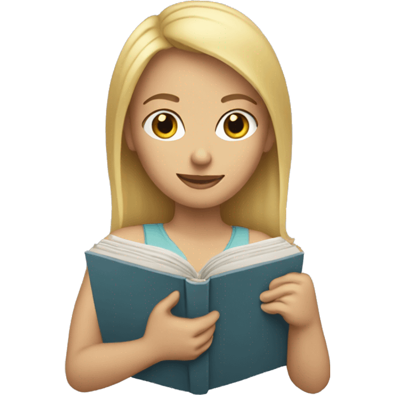 Blond hair woman holding an open book emoji