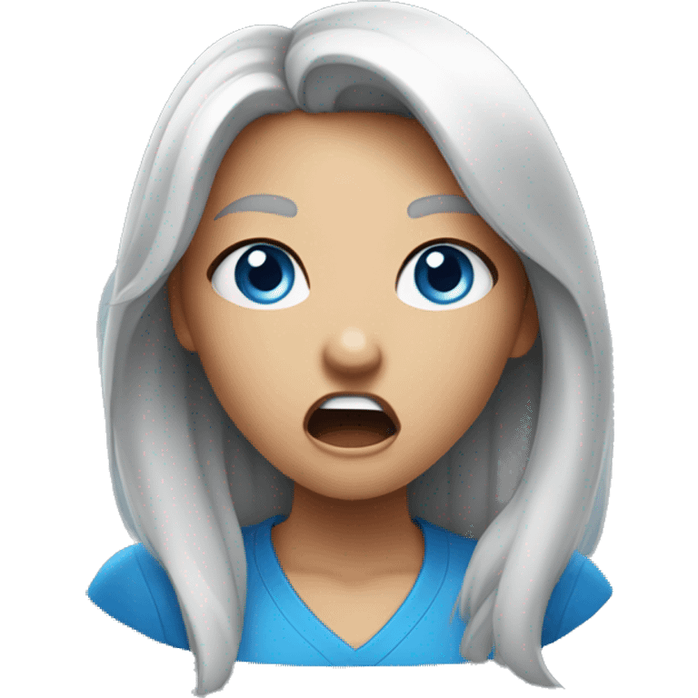 Girl yelling blue eye version emoji