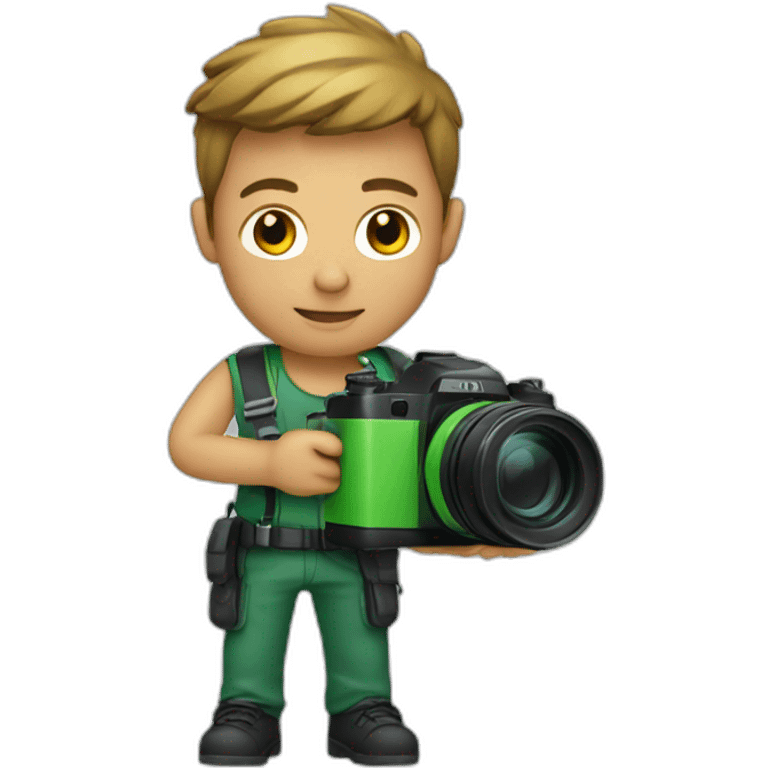 photographer holding a green camera emoji