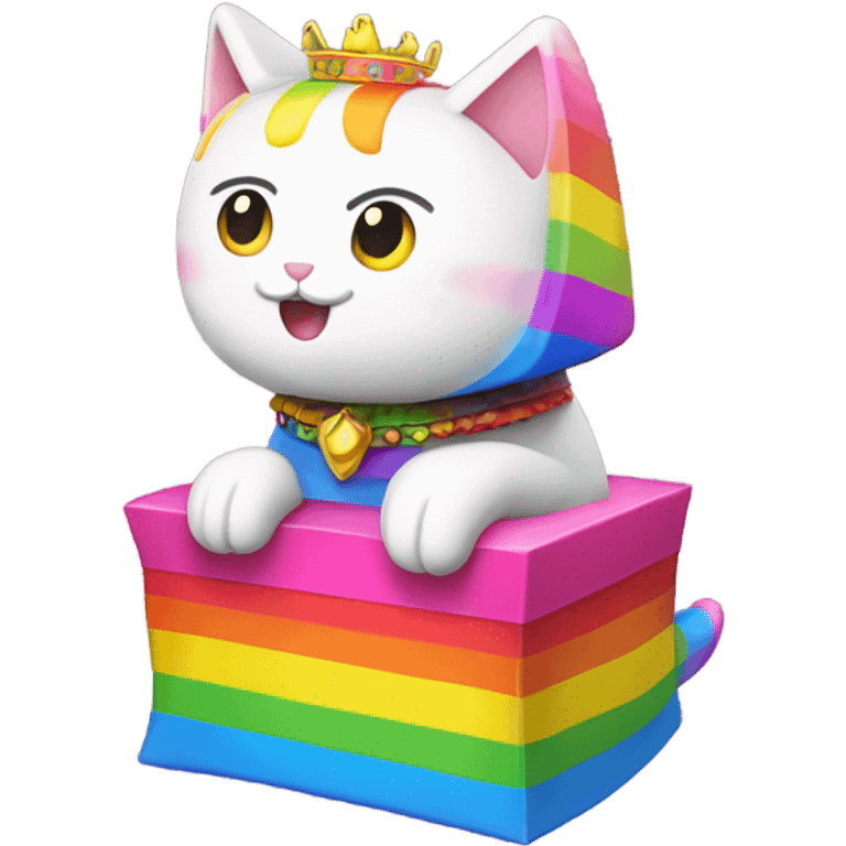 Nyan Cat King Full body  with rainbow box covering it’s whole back emoji