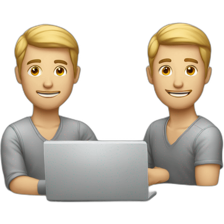 White 30 year old men working on laptop emoji