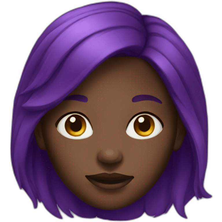 dark-skinned girl with freckles and purple hair emoji