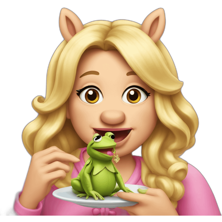 miss piggy eating frogs emoji