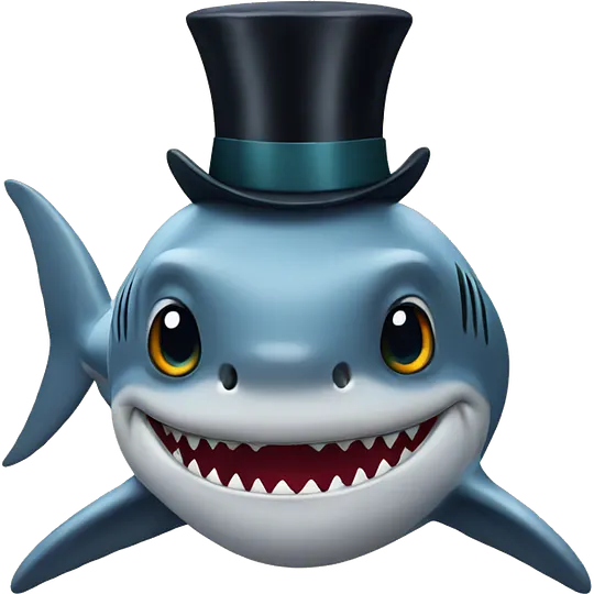 Shark with a top hat emoji