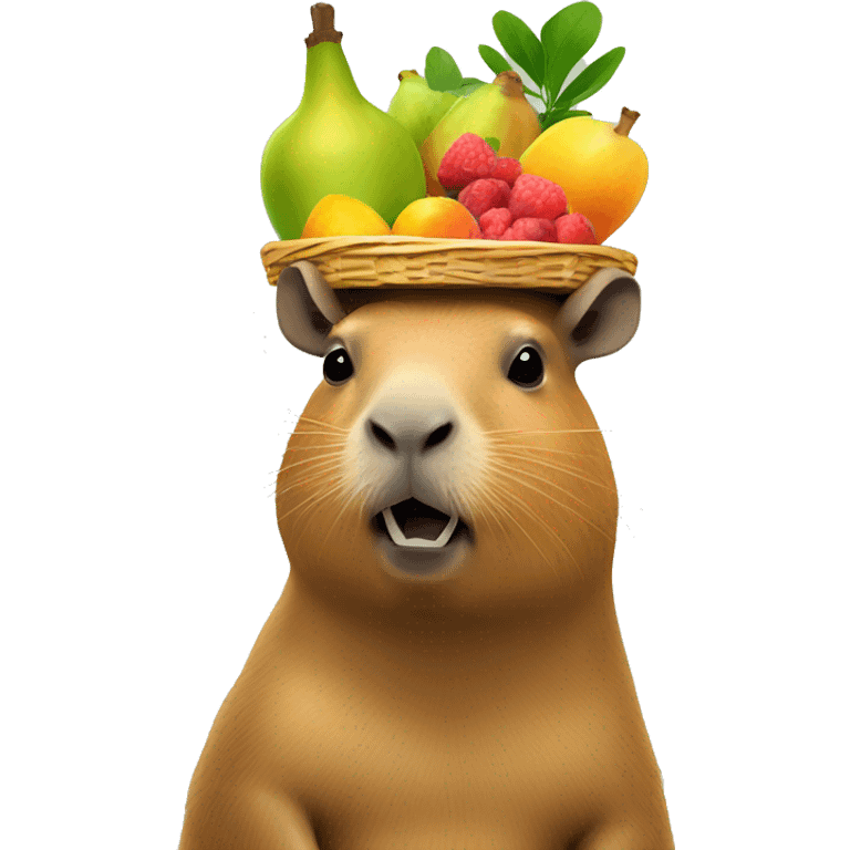 Capybara with fruit basket on head emoji