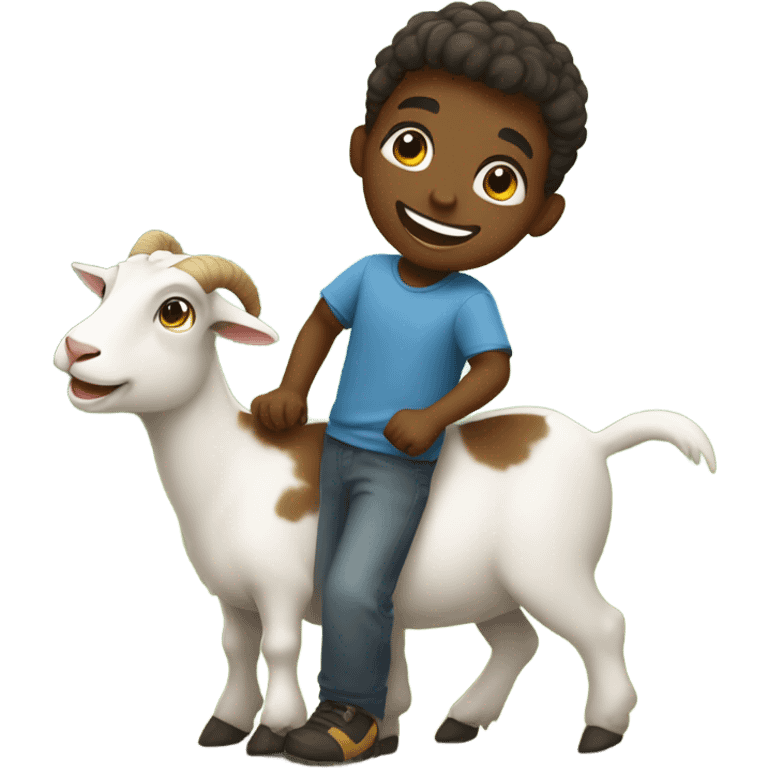 boy with goat outdoors emoji