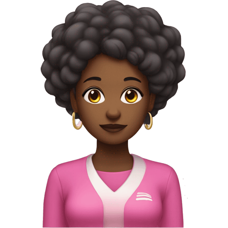 black girl wearing pink manifesting emoji