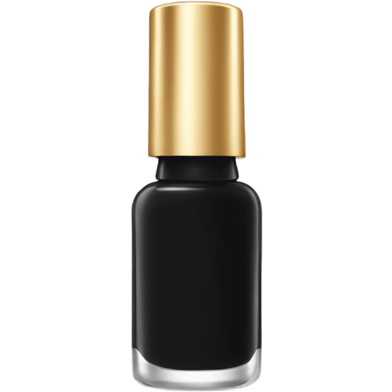 Black nail polish bottle with gold cap emoji