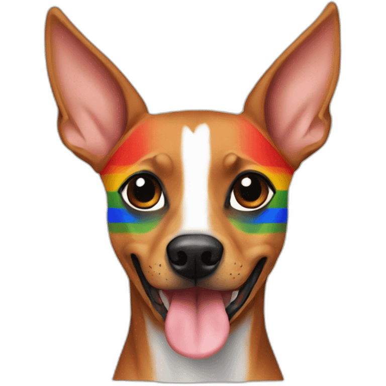 Pinscher with gay flag emoji