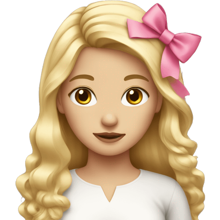 girl long blonde hair with pink bow  emoji