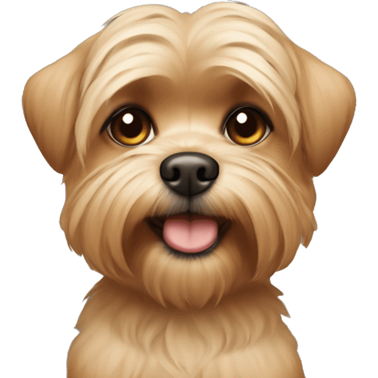 underbite beige shorkie dog halfbody shot with brown ears emoji