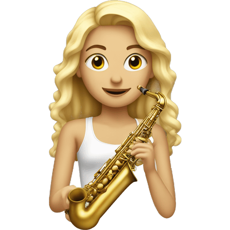 A blonde girl with a saxophone emoji