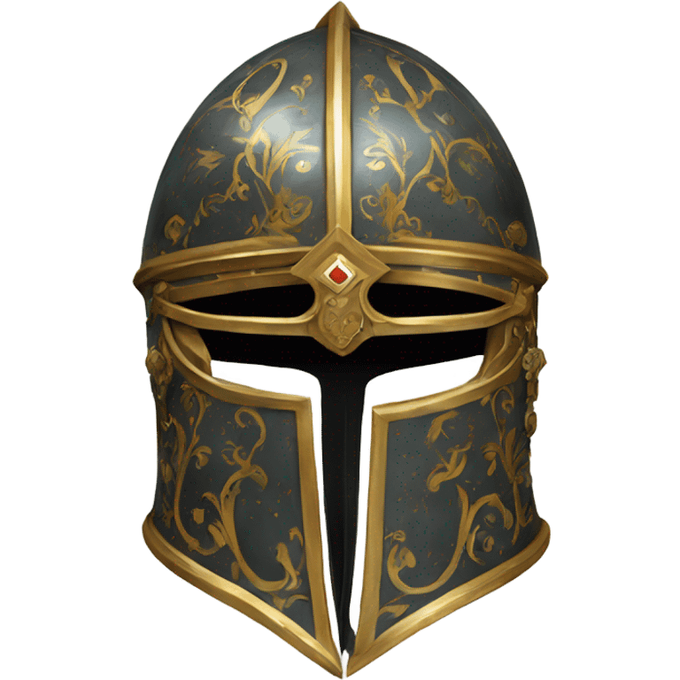 ornate french full-face armet helmet intricate inlays emoji