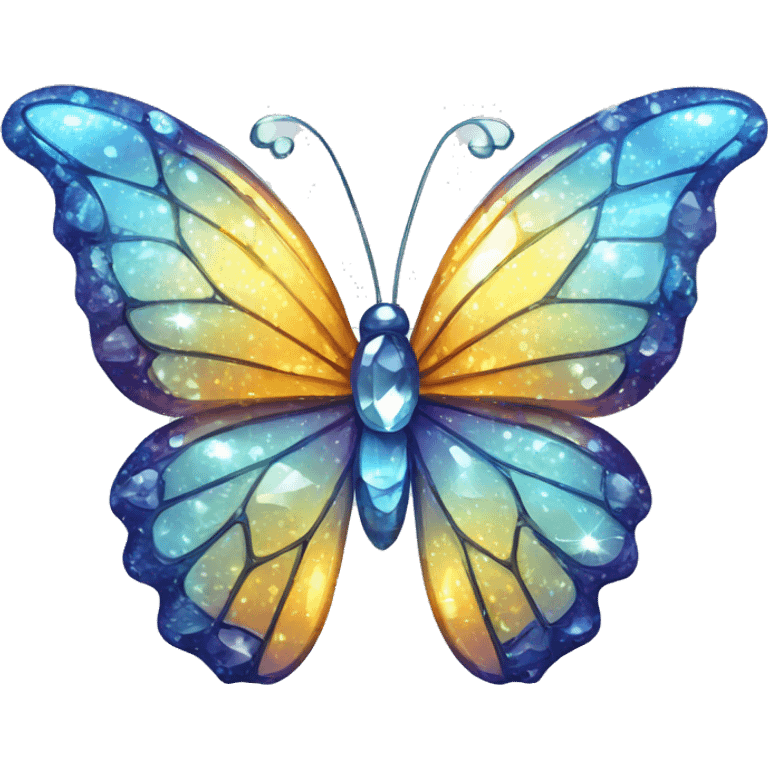 Shiny sparkly glass crystal butterfly emoji